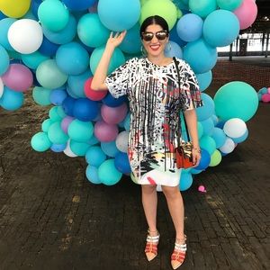 Zara Graffiti knit boxy shift dress